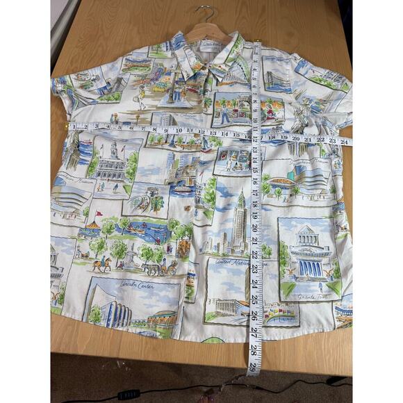 VTG plus Size women’s Button Down Blouse Novelty Print New York Liz Claiborne - Picture 11 of 11